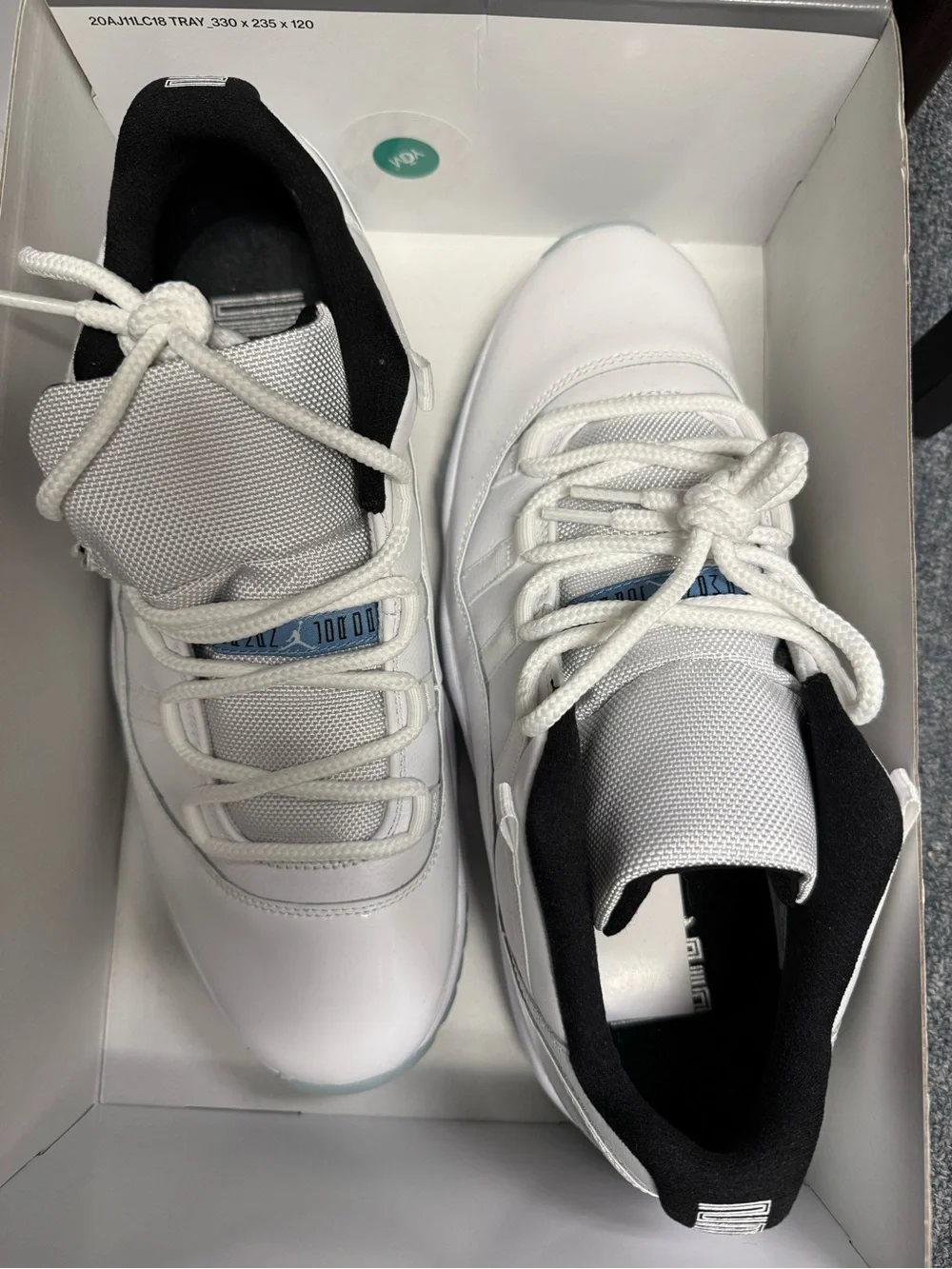Jordan Men's White and Black Athletic Shoes with Ice Blue Accents - Picture 3 of 10